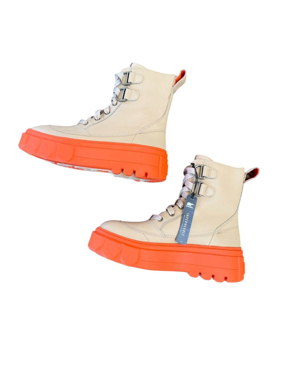 Sorel Caribou X Lace-Up Orange and CreamTan Boots - Sz 8 - Picture 6 of 8